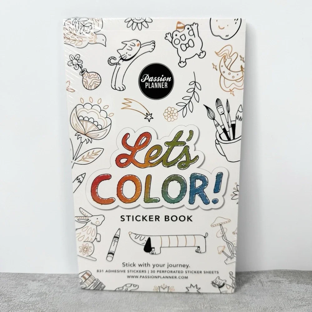 Passion Planner Let's Color Sticker Book 30 Sheets 831 Adhesive Stickers